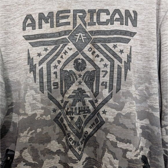 American Fighter Hoodie Mens Size 2XL Gray Long Sleeve Pullover Sweatshirt - Picture 3 of 16